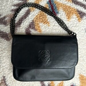 Vintage Loewe Black Leather Clutch / Pouch